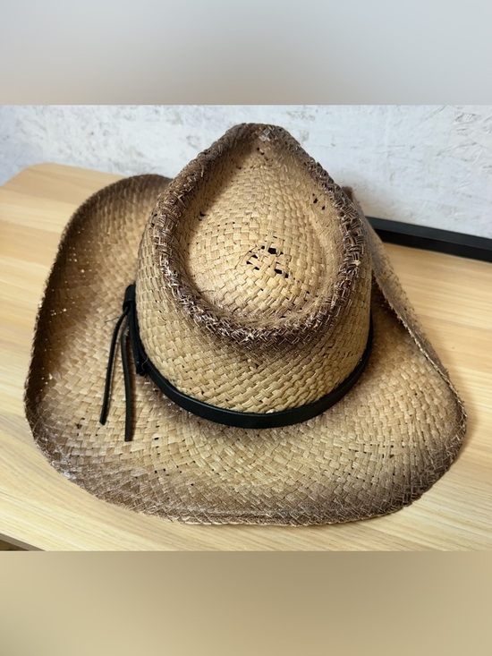 Freedom Hats Woven Straw Western Hat in Natural with Faux turquoise NWT - Picture 3 of 6